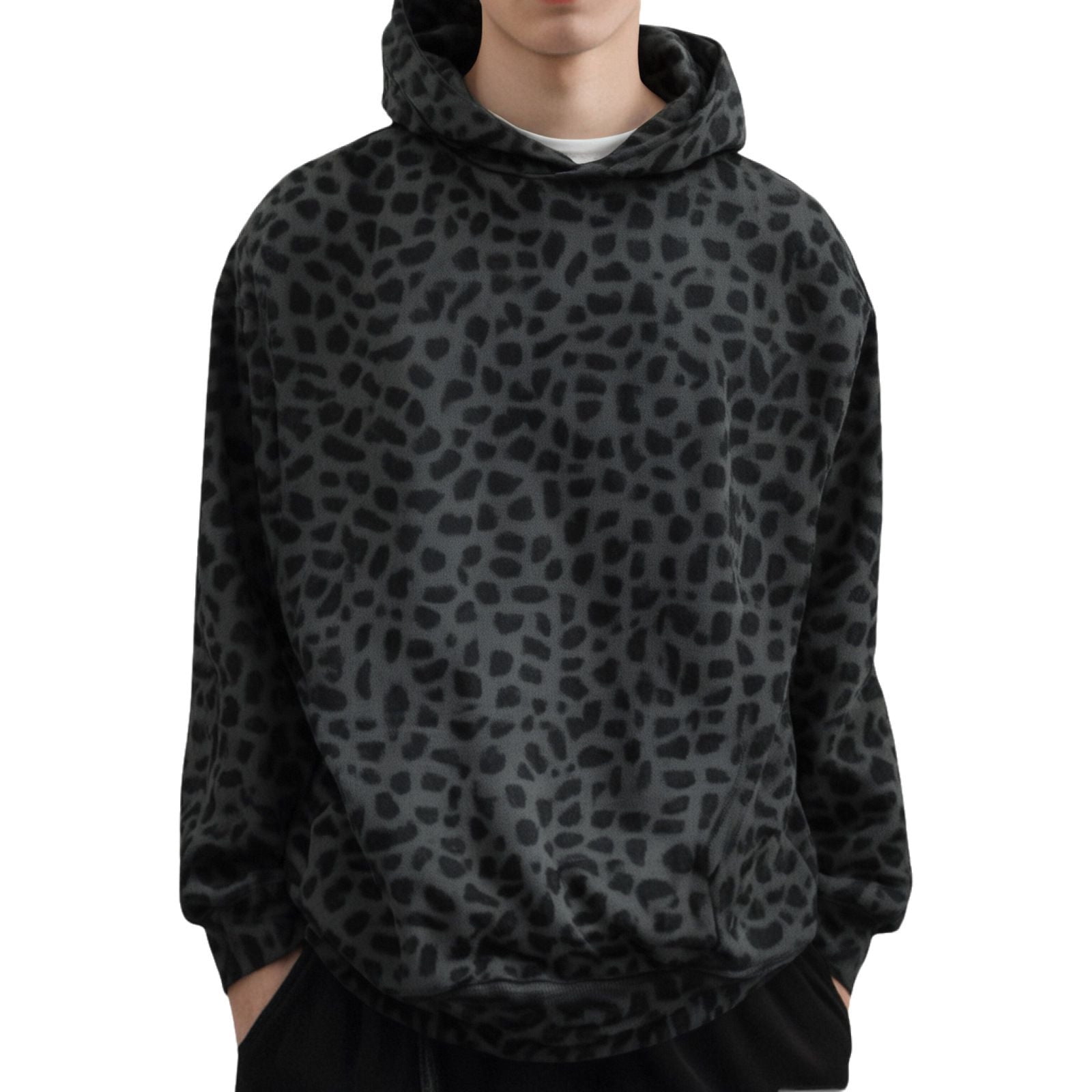CONFREE Men's Hoodies Leopard Prints Hoodies For Men Long Sleeve Lightweight Casual Pullover Hooded Sweatshirts With Pockets