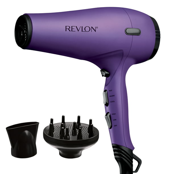 Revlon Pro Collection Tourmaline Ceramic AC Motor Hair Dryer, Purple with  Concentrator and Diffuser 