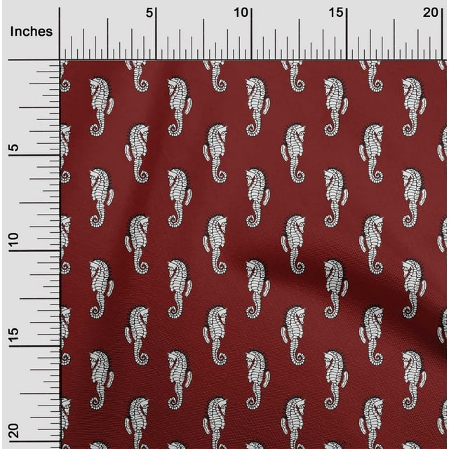 oneOone Tissu Polyester Lycra Imprimé Hippocampe par Yard 56 Pouces de Large