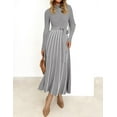 thumbnail image 4 of YOGAFOX Womens Fall Turtleneck Tie Waist Long Sleeve Ribbed Knit Midi Dress Grey S, 4 of 5