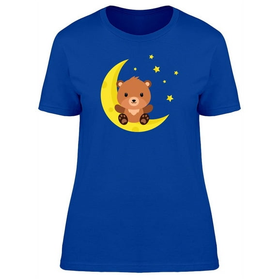 Baby Bear On The Moon Cartoon T-Shirt Women -Image by Shutterstock, Female Medium