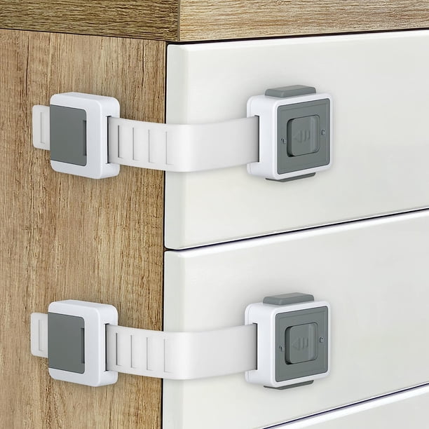 Cerraduras de Seguridad para Armarios para Niños, Paquete de 6 Cerraduras de Armario Ajustables para Armarios de Cocina, Cerradura de Seguridad para Nevera con Adhesivo para Armarios, Cajones, Armario