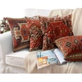 thumbnail image 6 of Set of 4 Throw Pillow Covers Tribal Abstract Bright Red and Yellow Vintage Carpet Pattern Decorative Pillow Cases Home Decor Standard Square 18x18 Inches Floral Pillowcases, 6 of 6