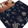 thumbnail image 3 of 6x9Ft Area Rugs Navy Blue Coastal Non-Skid Rubber Backing Large Rectangle Rugs - Living Room Bedroom Home Office, Nautical Summer Beach Sea Turtle Starfish Indoor Floor Mat Carpets Washable Rug, 3 of 9