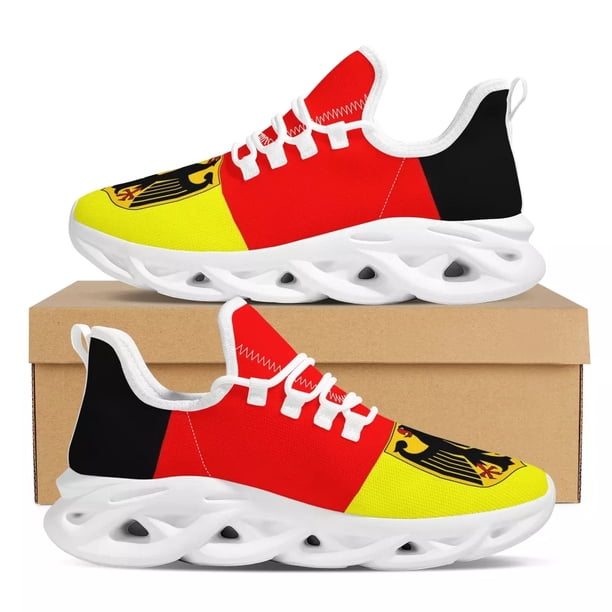 Zapatos de mujer con estampado de bandera de Alemania, de malla, con plataforma y cordones, ligeros, para deportes al aire libre