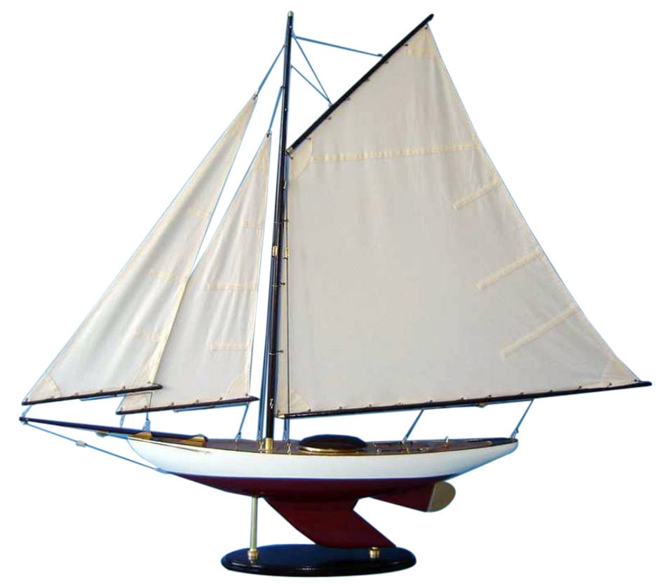 Handcrafted Wooden Pond Yacht Sailboat Model Nautical Decor 