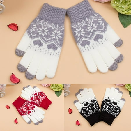 Warm Wool Gloves - EFINNY Women Warm Gloves Mitten Wool Knitting Fashion Touch Screen Gloves