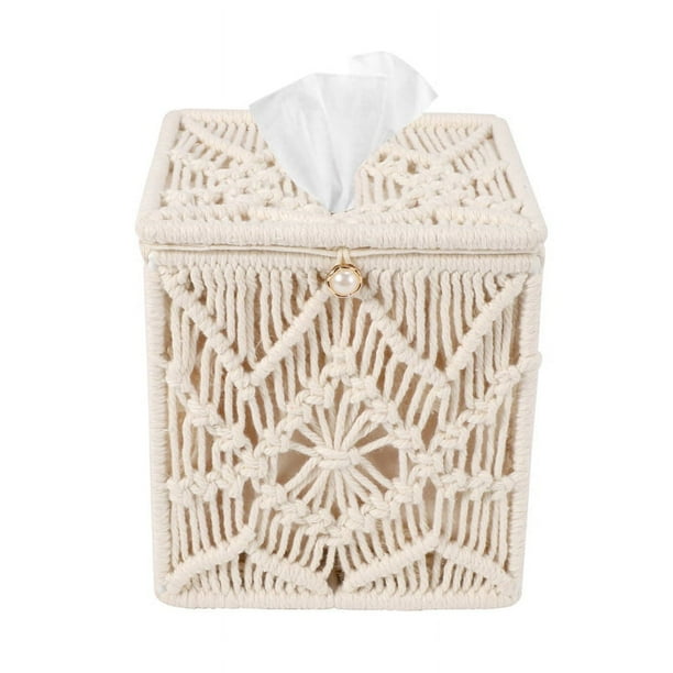 Funda para caja de pañuelos, decoración bohemia, porta pañuelos de papel cuadrado con cuentas