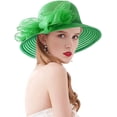 thumbnail image 3 of Organza Fascinator Hat - Women's Wide Brim Church Bridal Tea Party Wedding Hat, 3 of 5
