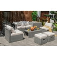 thumbnail image 1 of Patiojoy 8 Pieces All-Weather PE Rattan Patio Furniture Set Outdoor Space-Saving Sectional Sofa Set with Storage Box Off White, 1 of 8