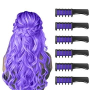 New Hair Chalk Comb Temporary Bright Hair Color Dye for Girls Kids, Washable Hair Chalk for Girls Age 4 5 6 7 8 9 10 New Year Birthday Party Cosplay DIY Children's Day, Halloween, Christmas (Purple)