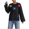 thumbnail image 2 of Karight Women's Crewneck Sweaters Long Sleeve Floral Printed Loose Fit Knit Pullover Tops Fall Fashion Casual Soft Clothing, 2 of 6