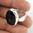 thumbnail image 2 of Natural Black Onyx Ring, Solid 925 Sterling Silver, Black Stone Checker Oval Ring, Unique Womens Gifts, Solitaire Ring, Wedding Ring, Promise Ring, Proposal Ring, Mothers Day Gifts Size 7, 2 of 3