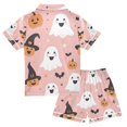thumbnail image 2 of FORMRS Niños Short Sleeve Top and Pants Pajama Set Unisex Satin 2-Piece Sleepwear, Sizes 7-8Y, Pastel Pink Halloween, 2 of 8