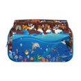 thumbnail image 2 of Disketp Animals On Noah's Ark2 Estuche de Lápices de Doble Capa con Tapa Abatible y Cremallera, Organizador Escolar para Adolescentes y Adultos, 2 of 7