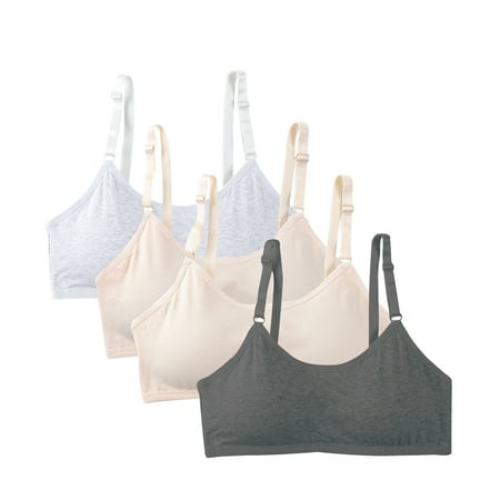 Zyhtleerr Kids Girls Padded Sports Bra 4PCS Youth Adjustable Strap Underwear Teen Casual Bra Sets for 9-16 Years