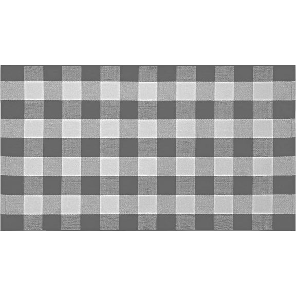 AllWays Plaza Cotton Buffalo Plaid Rug 3'x5' Gray and White Checked Rug Washable Doormats Indoor Outdoor Rugs for Layered Front Door Mats, Porch, Kitchen, Farmhouse, Entryway