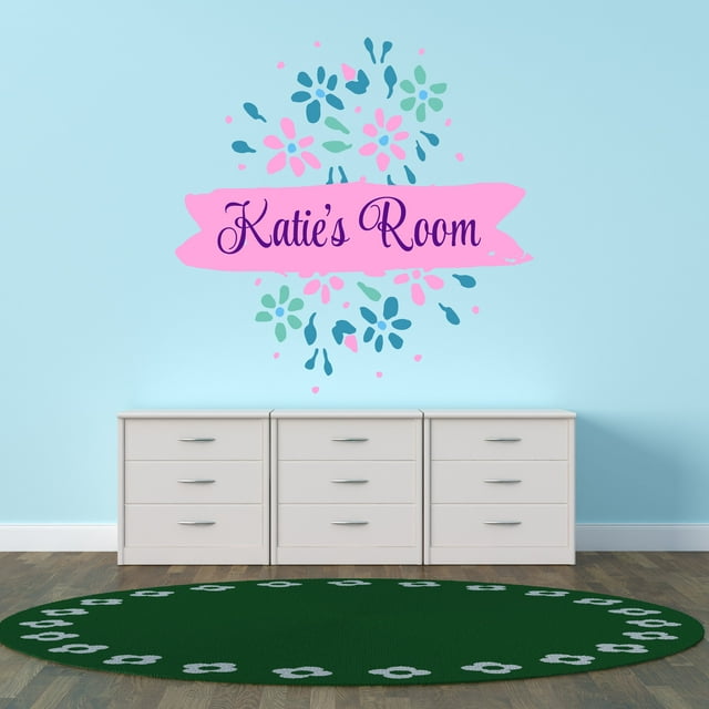 Personalized Pattern Wall Decals for Kids Room Flowers Grarden