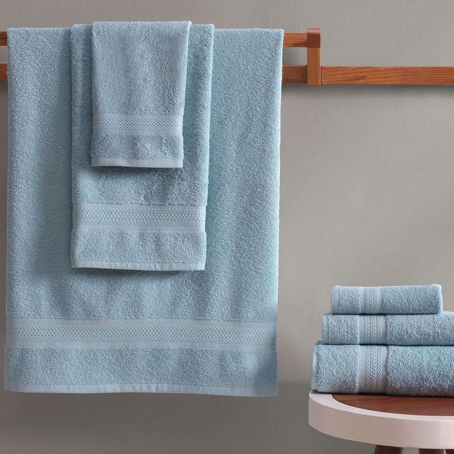 Regal Ruby, 6 Piece Towel Set, 2 Bath Towels 2 Hand Towels 2 Washcloths, Soft and Absorbent, 100% Turkish Cotton Towels for Bathroom and Kitchen Shower Towel, Blue