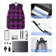 thumbnail image 4 of Disketp Purple Black Plaid Mochila Ligera Clásica con Múltiples Bolsillos, Mochila Casual para Hombre y Mujer, Ideal para Escuela, Trabajo y Viajes, 4 of 6