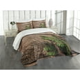 thumbnail image 3 of Ambesonne Antlers Quilted Bedspread Set 3 Pcs, Evergreen Branch Deer, King Size, Fern Green Umber, 3 of 5
