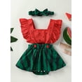 thumbnail image 4 of nvzhuang Infant Baby Girls Romper Dress Watermelon Ruffles  Jumpsuits Bodysuits with Headband, 4 of 9