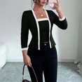 thumbnail image 6 of Gpaecead Women's 2-Piece Long Sleeve Cardigan & Vest Set - Casual Open Front Jacket Outfit Black, 6 of 6