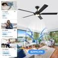 thumbnail image 5 of 60 inch Modern Outdoor Ceiling Fan for Patios with Light,5 ABS Blades,Quiet Reversible DC Motor,Black Golden, 5 of 9