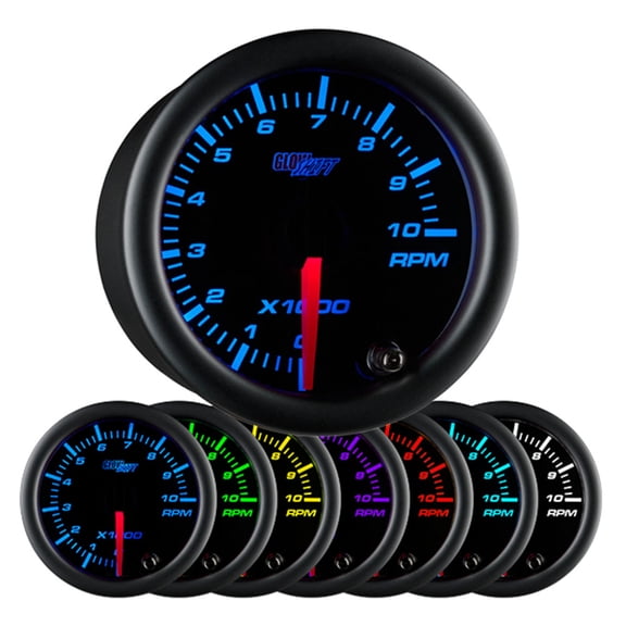 GlowShift Black 7 Color Tachometer Gauge