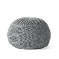 thumbnail image 2 of Noble House Round Plush Fabric Poufs, Gray, 2 of 6