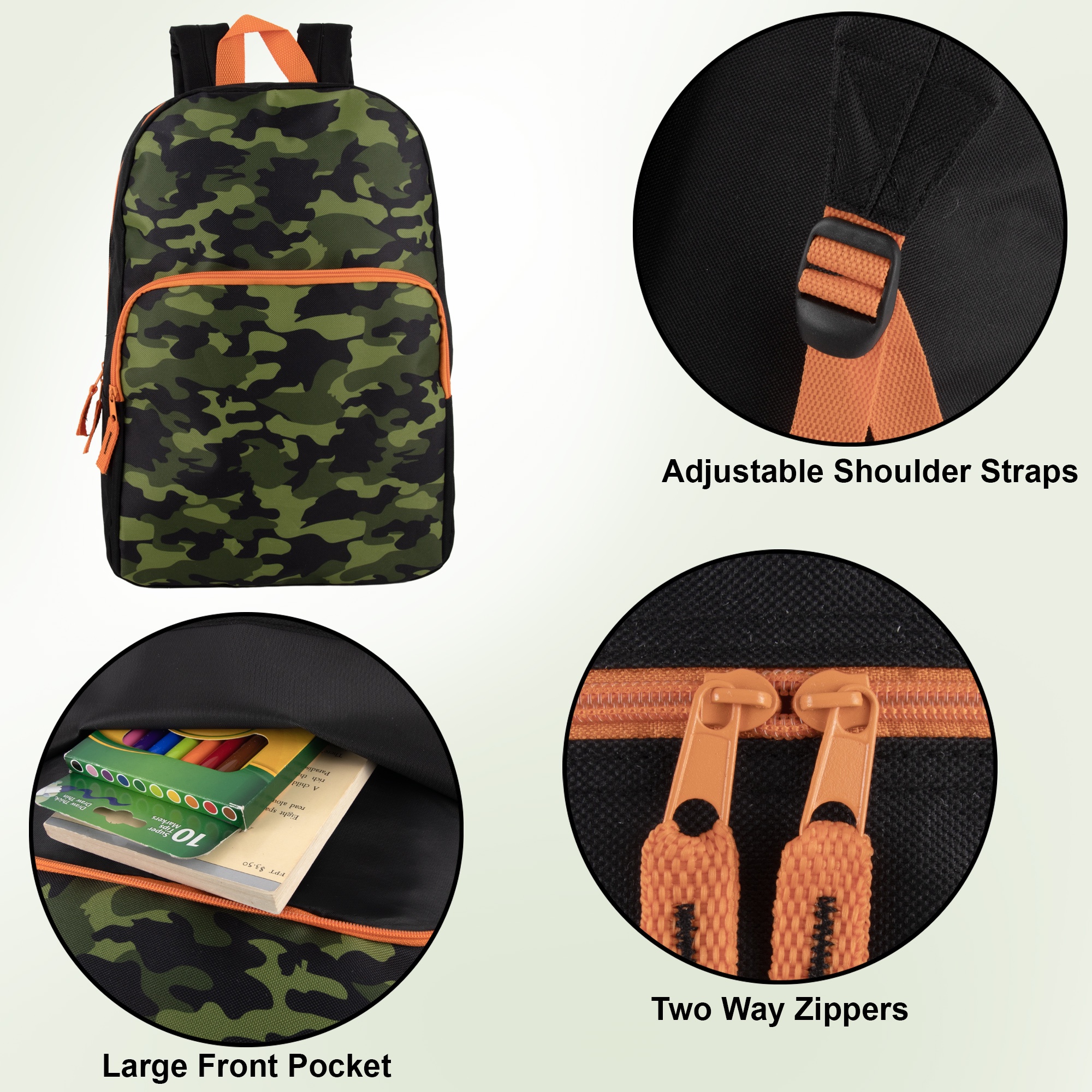 Mochila de 17 pulgadas con estampado divertido para viajes y uso diario, camuflaje 4
