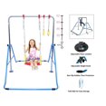 thumbnail image 1 of Kids Gymnastics Horizontal Kip Bar Jungle Gym 3 in 1 Swing Set Trapeze Rings Climber Adjustable Height Blue, 1 of 7