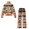 thumbnail image 5 of SCRAWLGOD American Tribal Highland Cattle Cow Print Brown Womens 2 Piece Outfits Sweatsuit Turtleneck Pullover Sweatshirt Joggers Pants Tracksuit Set Fashion Casual Matching Lounge Sets, S, 5 of 7