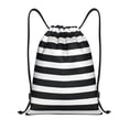 thumbnail image 1 of Xecao Black And White Stripes Pattern Sports Drawstring Backpack - String Swim Gym Bag with Wet Proof Pocket for Women&Men-Small, 1 of 6