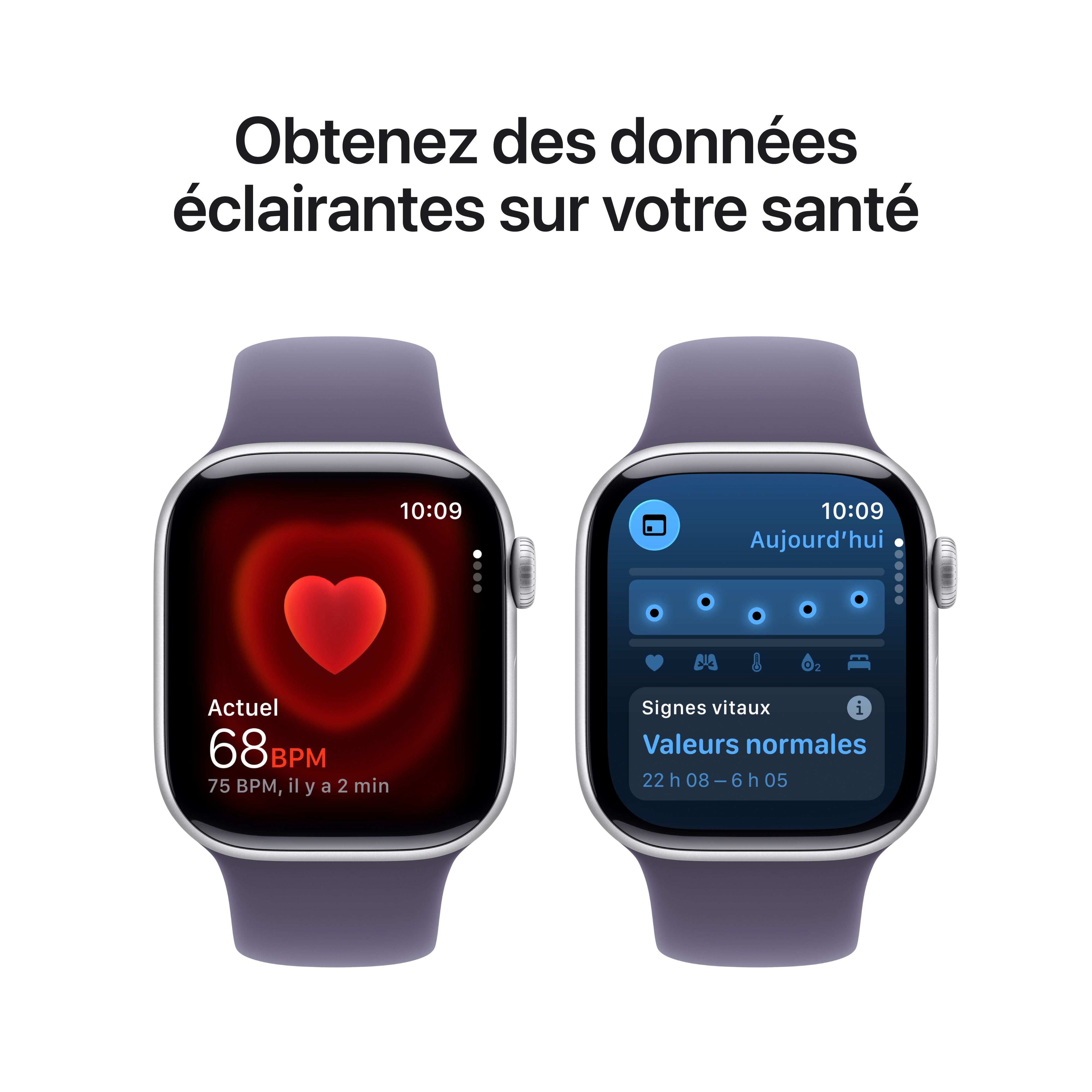 Apple Watch Series 11 GPS 46mm Silver Aluminium Case with Purple Fog Sport Band - S/M