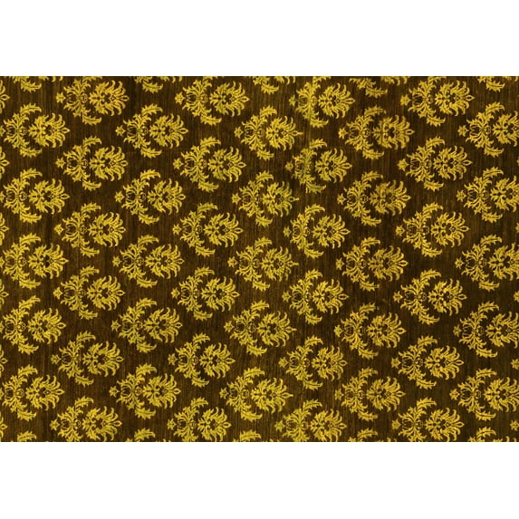 Ahgly Company Indoor Rectangle Abstract Yellow Modern Area Rugs, 2' x 3'