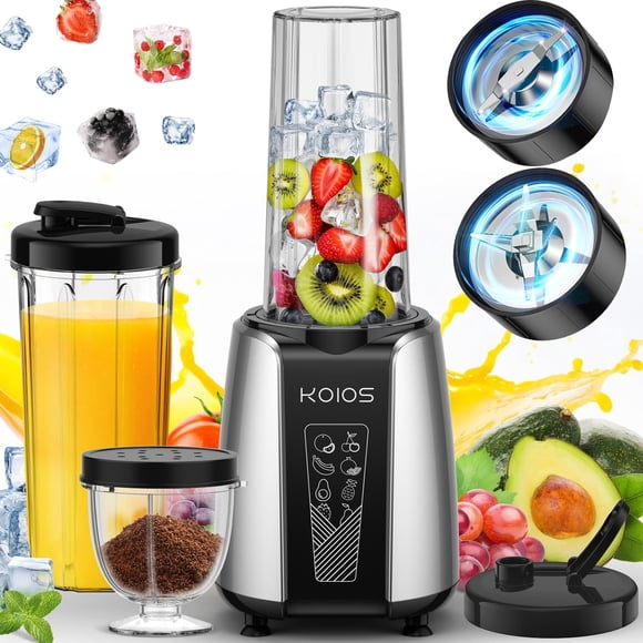 Batidora de batidos KOIOS Max 1000 W con 2 vasos de 650 ml, juego de 12 piezas
