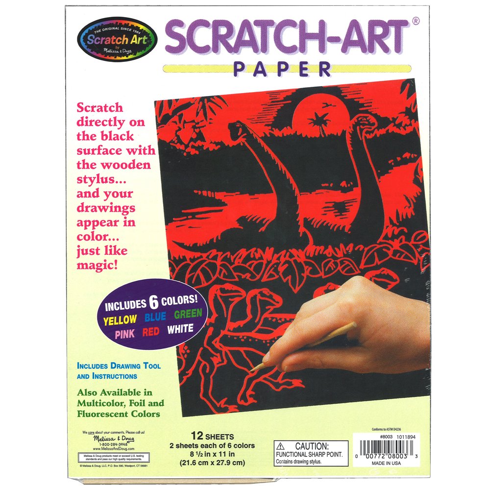 Scratch Art Paper Solid Color Assortment, 12 Sheets Per Pack, 4 Packs