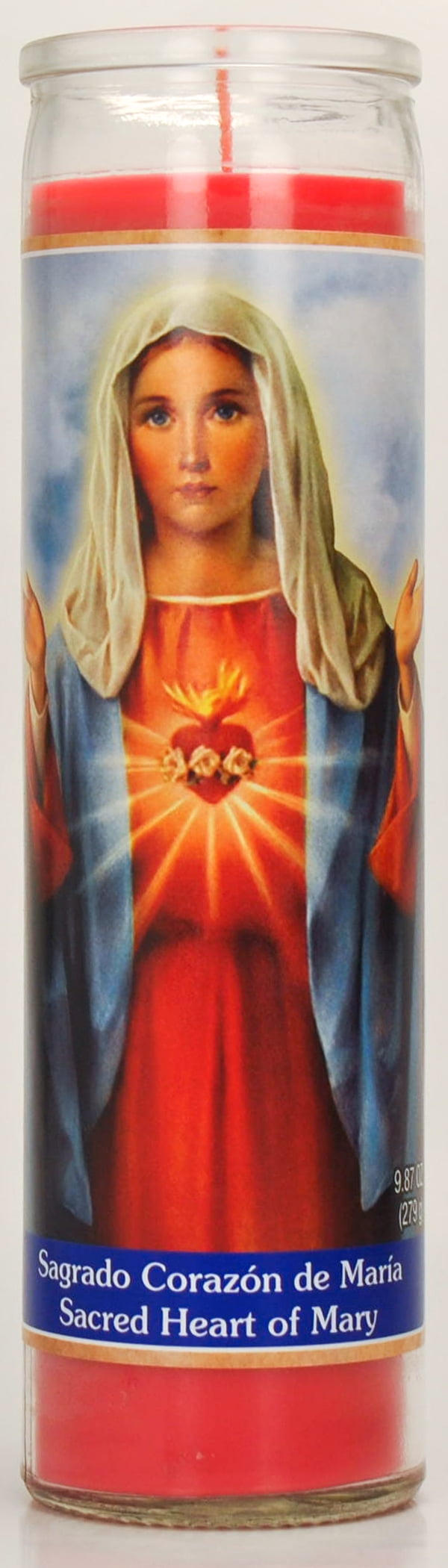(2 pack) Prayer Candle Sacred Heart of Mary Red Wax, 8 Inch