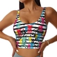 thumbnail image 2 of Lsque Trendy Colorful Pineapples 1 Printed Women'S Sports Bra, Compression, Moisture Wicking, High-Impact Sports Bra For Women,Supportive sports bra-Large, 2 of 9