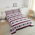 thumbnail image 4 of Boho Comforter Set King Pink Black Geometric Aztec Stripes Bedding Comforter Sets Western Bohemian Bedding Set Teen Women,Southwest Tribal Mexican Quilt Duvet, 4 of 7