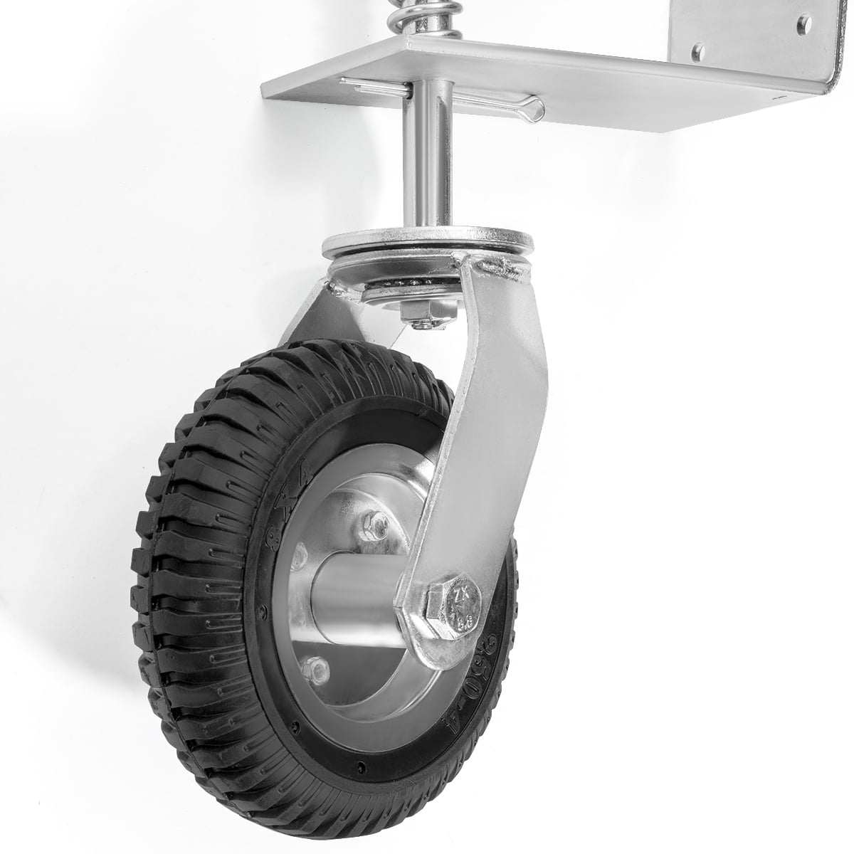 Stark USA Heavy Duty Fence Gate Wheel 8" Gate Wheels For Wooden Or Metal Gate, Spring Loaded Farm Caster Support Wheel With Suspension For Swing Rolling Metal Tube Gate, Flat Free Tire, 360 Swivel, S