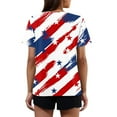 thumbnail image 4 of Iaqnaocc 4th Of July Womens Tops Short Sleeve Button Down V Neck Patriotic American Flag Stars Striped Tees Vintage Summer Freedom T Shirts for Women White S, 4 of 4