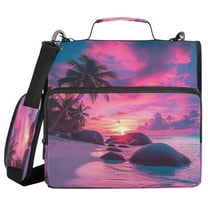 Water-Resistant 3-Ring Binder Organizer with Multiple Pockets Zipper Binder Bag for School, Office Beautiful Sunset Beach