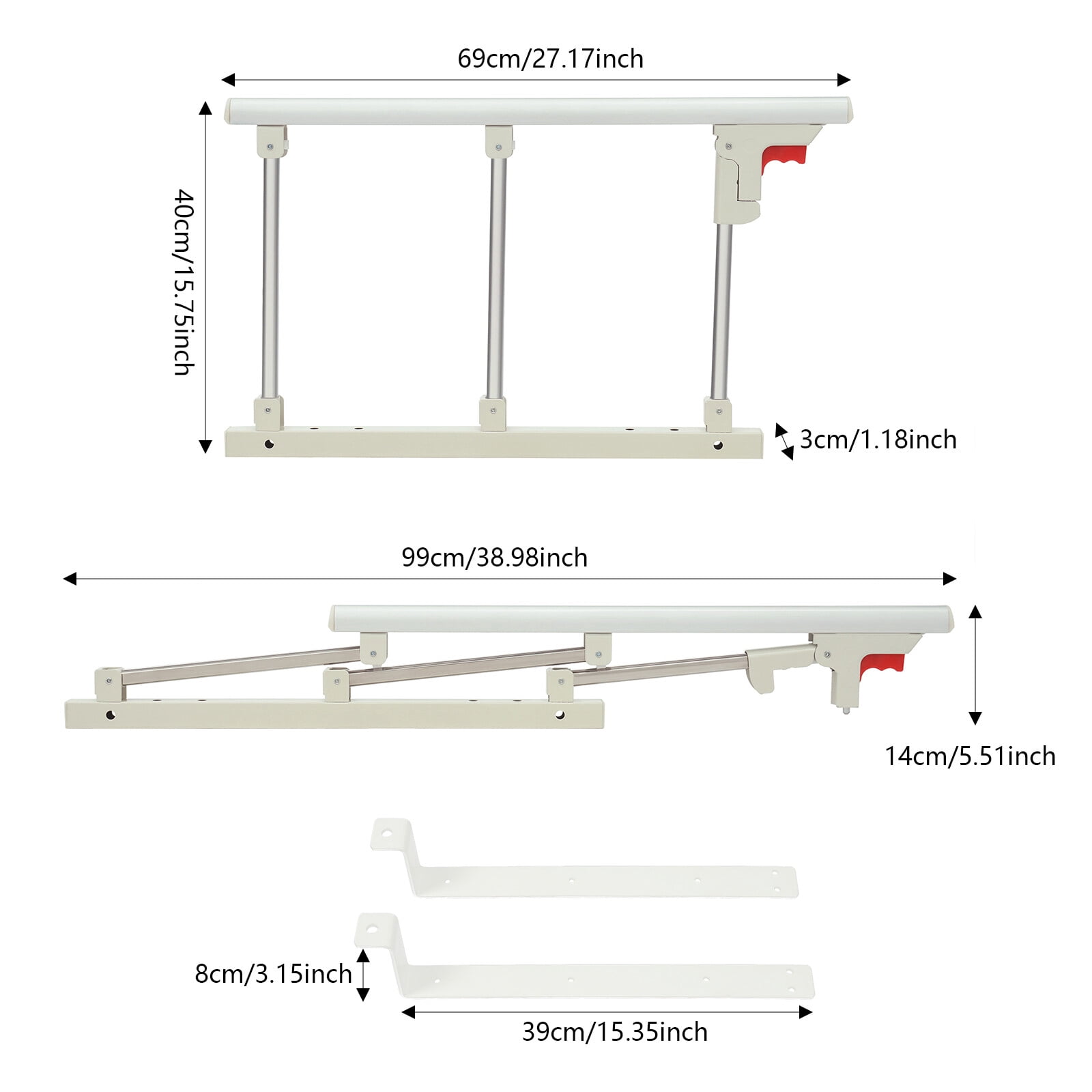 Silvery White Bed Safety Railing - Heavy-Duty Bedside Guard for Enhanced Safety & Peace of Mind