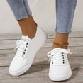 thumbnail image 5 of Xiaoxatg Women's Casual Shoes Fashion Solid Color Lace Up Flat Comfortable Non Footwear for Everyday Wear 7.5 White, 5 of 9