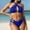 Blue, variant on Dolkfu Swimsuits for Women Criss Cross Sexy High Cut Bikini Sets Halter Two Piece Triangle Bathing Suits for Women L