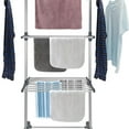 thumbnail image 2 of Clothes Drying Rack Folding Drying Rack Clothing 4 Tier Clothes Horses Rack Stainless Steel Laundry Drying Rack with Two Side Wings Grey, 2 of 6