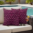 thumbnail image 4 of Pink Leopard Print Outdoor Waterproof Pillow Covers, Retro Chic Abstract Animals Texture Decorative Square Throw Pillowcase Sofa Cushion Sham for Patio/Couch/Chair, 16"x16" 2 Pack, 4 of 8