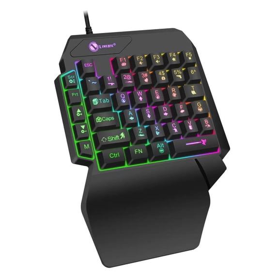 AKKHOO Single-Handed RGB Gaming Backlit Wired Keyboards for PC/Mac Gamers, Compatible with Computers, Laptops